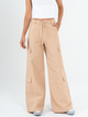Ref: 069910 Pantalón palazzo cargo liviano, tono caqui, silueta amplia, tiro alto