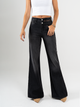 Ref: 065759 Jean palazzo, rígido, tiro alto, detalle en pretina, tono gris oscuro
