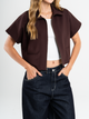 Ref: 0610416 Chaleco, cuello camisero, cierre frontal, bolsillo ribete, stretch, tono café