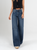 Ref: 065370 Jean Mom flare palazzo, rígido, tiro alto, tono azul oscuro