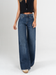 Ref: 065370 Jean Mom flare palazzo, rígido, tiro alto, tono azul oscuro