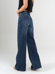 Ref: 065370 Jean Mom flare palazzo, rígido, tiro alto, tono azul oscuro