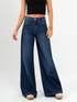 Ref: 065518 Jean palazzo, rígido, tiro medio, tono azul medio