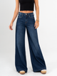 Ref: 065518 Jean palazzo, rígido, tiro medio, tono azul medio