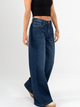 Ref: 065518 Jean palazzo, rígido, tiro medio, tono azul medio