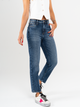 Ref: 065577 Jean Mom fit, slim cropped, stretch, tiro alto, tono azul oscuro