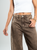 Ref: 065586 Jean wide leg, tiro alto, con cortes, rígido, tono café
