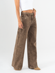 Ref: 065586 Jean wide leg, tiro alto, con cortes, rígido, tono café