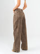 Ref: 065586 Jean wide leg, tiro alto, con cortes, rígido, tono café