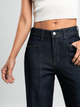 Ref: 065595 Jean mom flare, rígido, con cortes, tiro alto, azul oscuro