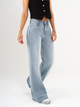 Ref: 065618 Jean palazzo, rígido, tiro medio, tono azul medio
