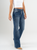 Ref: 065634 Jean flare stretch, bota ancha, botones expuestos, tiro alto, tono azul oscuro
