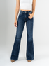 Ref: 065740 Jean flare stretch, bota ancha, tiro alto, tono azul medio oscuro