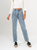 Ref: 065655 Jean Mom fit, slim cropped, rígido, tiro alto, tono azul medio claro