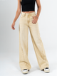 Ref: 065690 Jean wide leg, tiro medio, con cortes, rígido, tono caqui con efecto desgastado