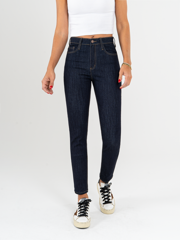 Ref: 065698 Jean Skinny stretch, tiro alto, tono azul oscuro