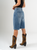 Ref: 065704 Bermuda en denim, rígido, tiro alto, detalle en cintura, tono azul medio