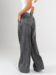 Ref: 065770 Jean palazzo, rígido, prenses, tiro alto, tono gris medio