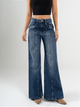 Ref: 065774 Jean palazzo, stretch, bolsillos delanteros, tiro alto, tono azul medio oscuro