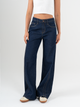 Ref: 065777 Jean wide leg, tiro medio, con cortes, rígido, tono azul oscuro