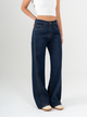 Ref: 065777 Jean wide leg, tiro medio, con cortes, rígido, tono azul oscuro