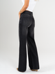 Ref: 065785 Jean mom flare, rígido, tiro alto, tono gris oscuro, detalle en pretina
