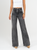 Ref: 065786 Jean mom flare, rígido, tiro alto, tono gris medio, detalle en pretina