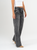Ref: 065786 Jean mom flare, rígido, tiro alto, tono gris medio, detalle en pretina