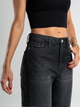 Ref: 065790 Jean palazzo, rígido, tiro medio, tono gris oscuro, cintura ajustada pierna holgada