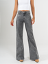 Ref: 065810 Pantalón flare stretch, bota ancha, tiro alto, tono gris, silueta ajustada