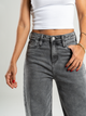 Ref: 065812 Pantalón wide leg, tiro medio, stretch, tono gris