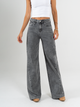 Ref: 065812 Pantalón wide leg, tiro medio, stretch, tono gris