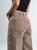 Ref: 065813 Pantalón wide leg, tiro alto, con cortes, stretch, tono café