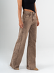 Ref: 065813 Pantalón wide leg, tiro alto, con cortes, stretch, tono café