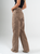 Ref: 065813 Pantalón wide leg, tiro alto, con cortes, stretch, tono café
