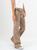 Ref: 065844 Pantalón mom Flare, stretch, tiro alto, detalle en pretina, tono cafe