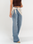 Ref: 065852 Jean mom Flare, rígido, tiro medio, con detalle de pañuelo tejido, tono azul medio