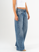 Ref: 065859 Jean wide leg, tiro alto, con cortes, rígido, tono azul oscuro