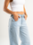 Ref: 065860 Jean wide leg, tiro alto, con cortes, rígido, tono azul claro