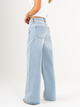 Ref: 065860 Jean wide leg, tiro alto, con cortes, rígido, tono azul claro