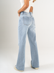 Ref: 065865 Jean mom Flare, rígido, tiro alto, tono azul claro