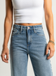 Ref: 065906 Jean Mom Flare, rígido, tiro alto, tono azul medio