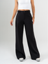 Ref: 069733 Pantalón palazzo, sin prenses, stretch, tejido plano liviano, tiro alto, tono negro.