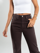 Ref: 069764 Pantalón semiflare stretch, cropped, tiro alto, tono cafe