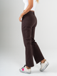 Ref: 069764 Pantalón semiflare stretch, cropped, tiro alto, tono cafe