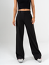 Ref: 069791 Pantalón straight leg, sin prenses, tejido plano liviano, tiro alto, stretch, tono negro
