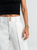 Ref: 069824 Pantalón palazzo, detalle delantero, tejido plano liviano, tiro alto, tono ivory