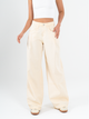 Ref: 069867 Pantalón wide leg, rígido, tiro alto, diseño cinco bolsillos, tono beige