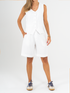 Ref: 069939 Bermuda tejido liviano, prenses, tiro alto, tono ivory