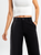 Ref: 069958 Pantalón palazzo, sin prenses, tono negro, tejido plano liviano, tiro alto